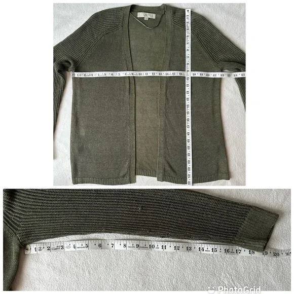 Loft Linen Rayon Blend Olive Green Cardigan No Closure Sage Army, size Medium - Picture 5 of 16